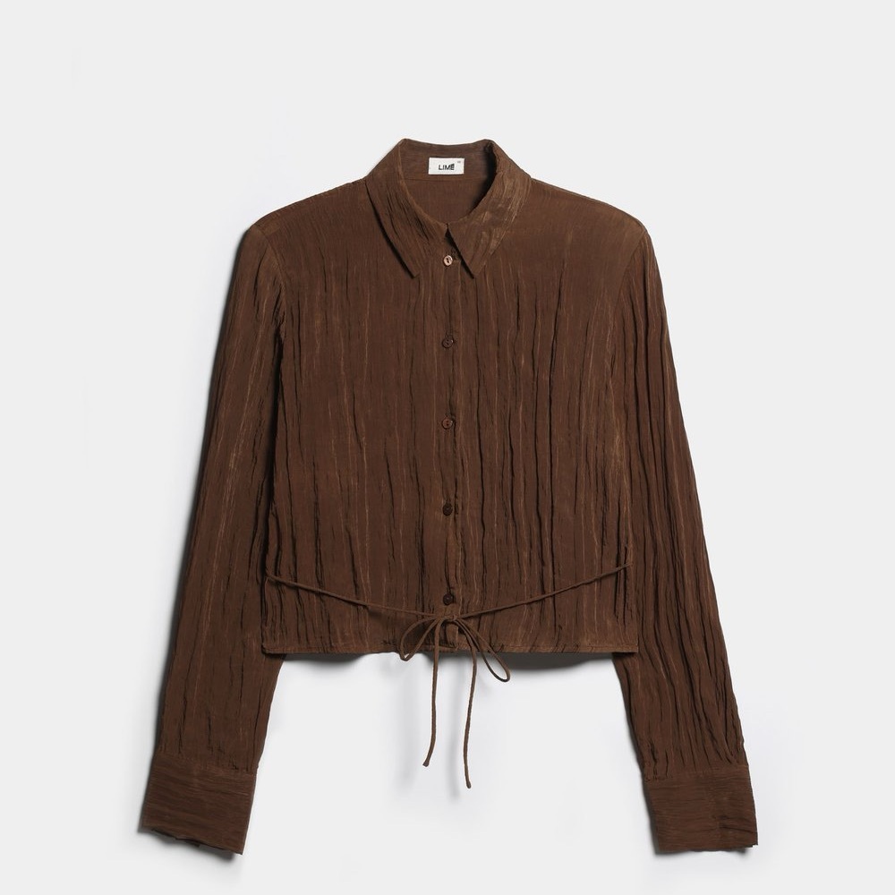 LIME Brown Textured Button-Up Shirt